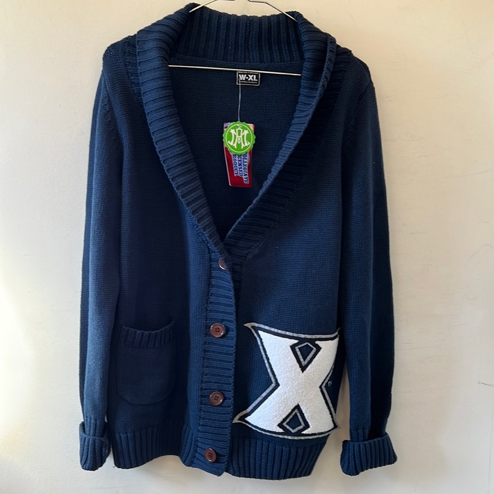 Alma Mater Women’s L Navy Xavier X Cotton Shawl Collar Cardigan